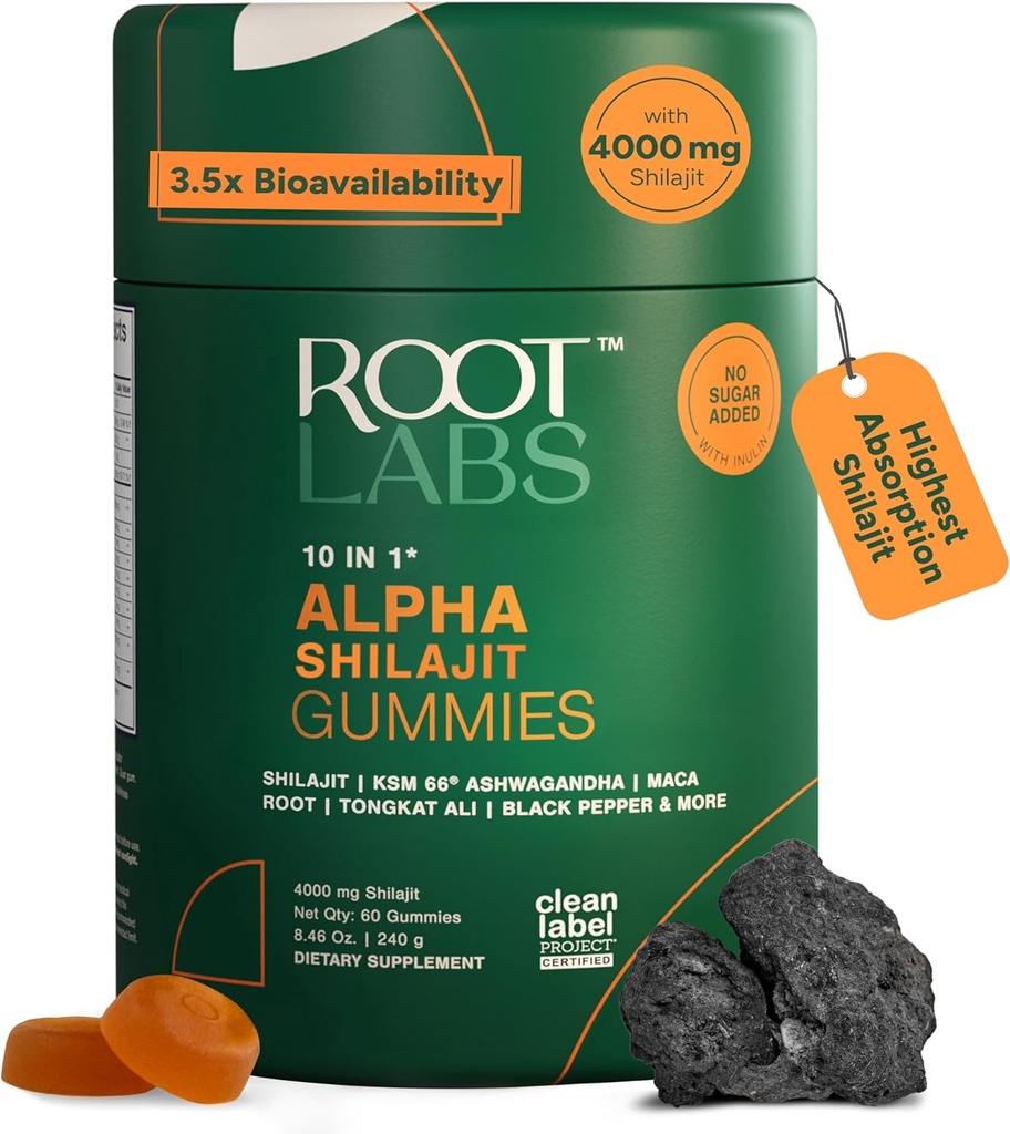 10- in-1 Alpha Shilajit Gummies Tech 124; 4000 mg Pure Himalayan Shilajit, Tongkat Ali, Maca Root, 75% Fulvic Acid