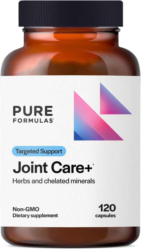 PureFormulas Joint Care + - Premium Joint Support Supplement med Hyaluronic Acid, Glucosamin, MSM, Green Lipped Mussel, Gurkemeje & mere - Non- GMO Formel for voksne (120 kapsler)
