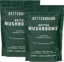 Betterbrand BetterMushrooms Nootrop Gummies - Understøtter bedre Gut Sundhed, Kognitiv funktion, Mental Klarhed med 10 Funktionelle Svampe - 60 Gummies - Raspberry Flavor - Pack af 2