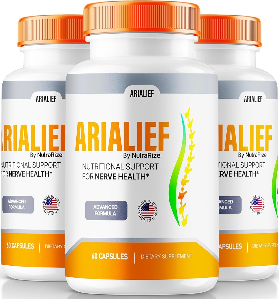 (3 Pack) Arialief kapsler, Officiel Nutritional Support for Nerve Health, Alle naturlige Arialief vitaminer til sunde nerver, Premium Arialief piller, Aria LiEF Pastillas anmeldelse (180 Kapsler)