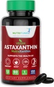 Astaxanthin 12mg Vegan Softels - High Potency Antioxidant for Skin, Eye & immunforsvar - Non- GMO, fri for gluten, soja, lactose & BSE, 60 Vegan Softels, 2 - Måned Supply