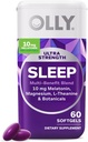 OLLY Ultra Strength Sleep Softels, 10mg Melatonin, L- Theanin, Kamille, Magnesium, Lemon Balm, Understøtter dyb rolig søvn, Nattetid Sleep Aid, Non Habitat-Forming - 60 Greve