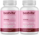 BESTVITE Acetyl L- Carnitin 500mg & Alpha Lipoic Acid 200mg per kapsel med Biotin (240 vegetariske kapsler) (120 x 2) - Ingen stearater - Vegan - Ikke GMO - Gluten Free