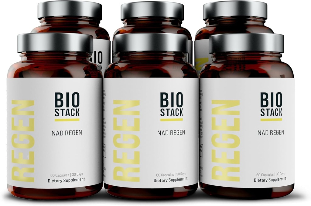 BIOSTACK NAD Regen - Advanced NAD+ Supplement with NAD3, Yüth Spermidine, Resveratrol, Niacinamide | NMNH Alternative | Anti Aging, Longevity & Cellular Health, Vitamin B3 Complex (360 Capsules)