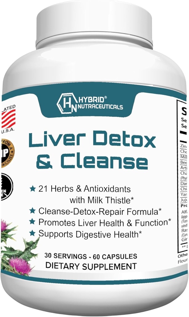 Hybrid Nutracatives Lever Cleanse Detox & Reparation - Milk Thistle, Artiskoke Extract, Mælkebøtte Root