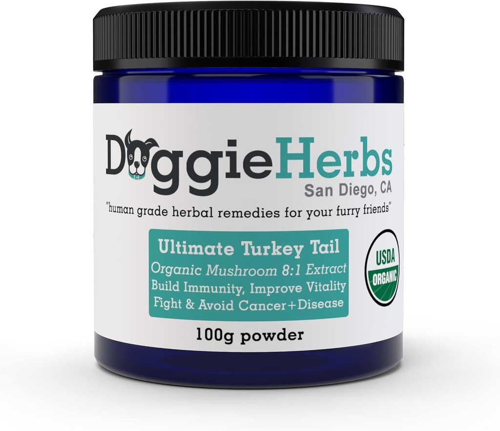 Ultimate Turkey Tail 8: 1 Extract by Doggie Herbs - 389mg Beta Glucan per 1g Scoop (39%), Indeholder KUN Polysaccharides - 100g