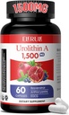 Urolithin A Supplement 1000 mg Plus Trans- Resveratrol, Antocyaniner, Grøn te, Fremme sund aldring, Understøtter cellular og energi til mænd og kvinder, 60 Capsules-60