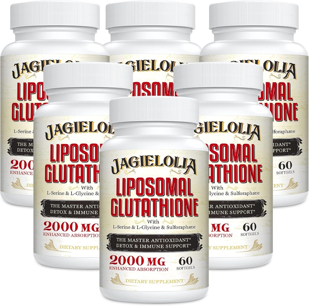 Liposomal Glutathion 2000 mg med L- Serine, L- Glycin & Sulforaphane - Active L- Glutathion Unique Formulering to Enhance Absorption - Master Antioxidant, Detoxifying & Municipal 124; 360 Softgels