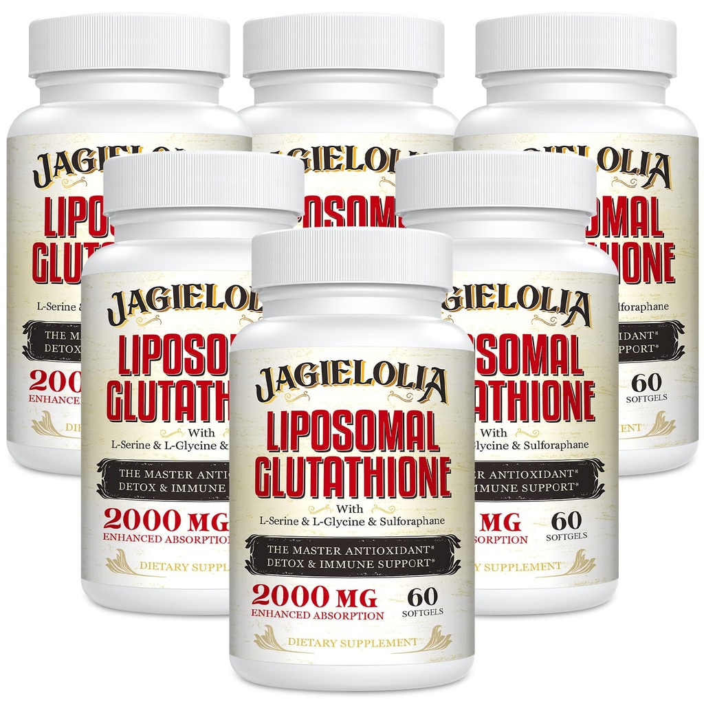 Liposomal Glutathion 2000 mg med L- Serine, L- Glycin & Sulforaphane - Active L- Glutathion Unique Formulering to Enhance Absorption - Master Antioxidant, Detoxifying & Municipal 124; 360 Softgels