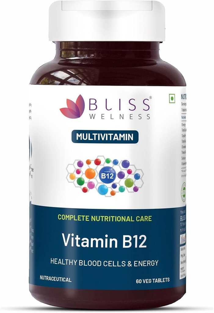 Vitamin B12 100% RDA, Cynocobalamin, Boost Energiniveauer Sund Nervesystemet Funktionstillæg for mænd og kvinder - 60 Vegetariske tabletter