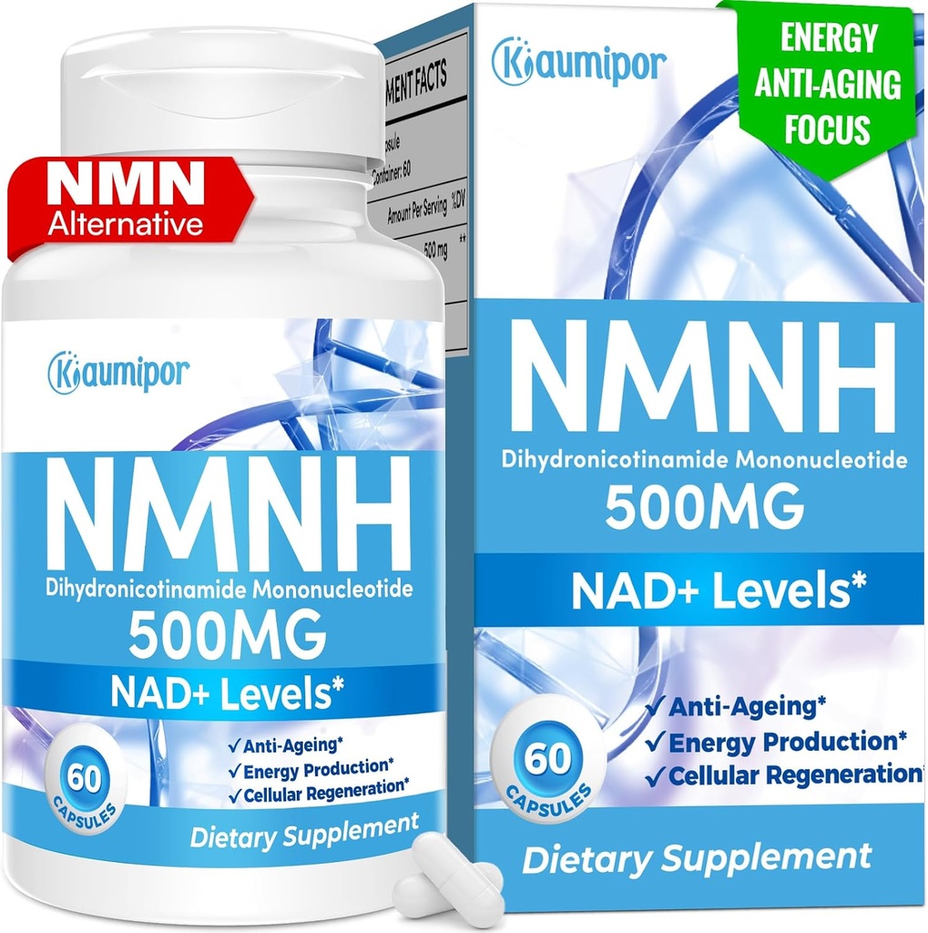 NMNH (Dihydronicotinamid Mononucleotid) NMN Alternativ supplement, 500 mg Per Servering NAD supplement til Boost NAD + Niveauer, for Anti Aging, Energi, Immunitet, Fokus, 60 Veganske Kapsler