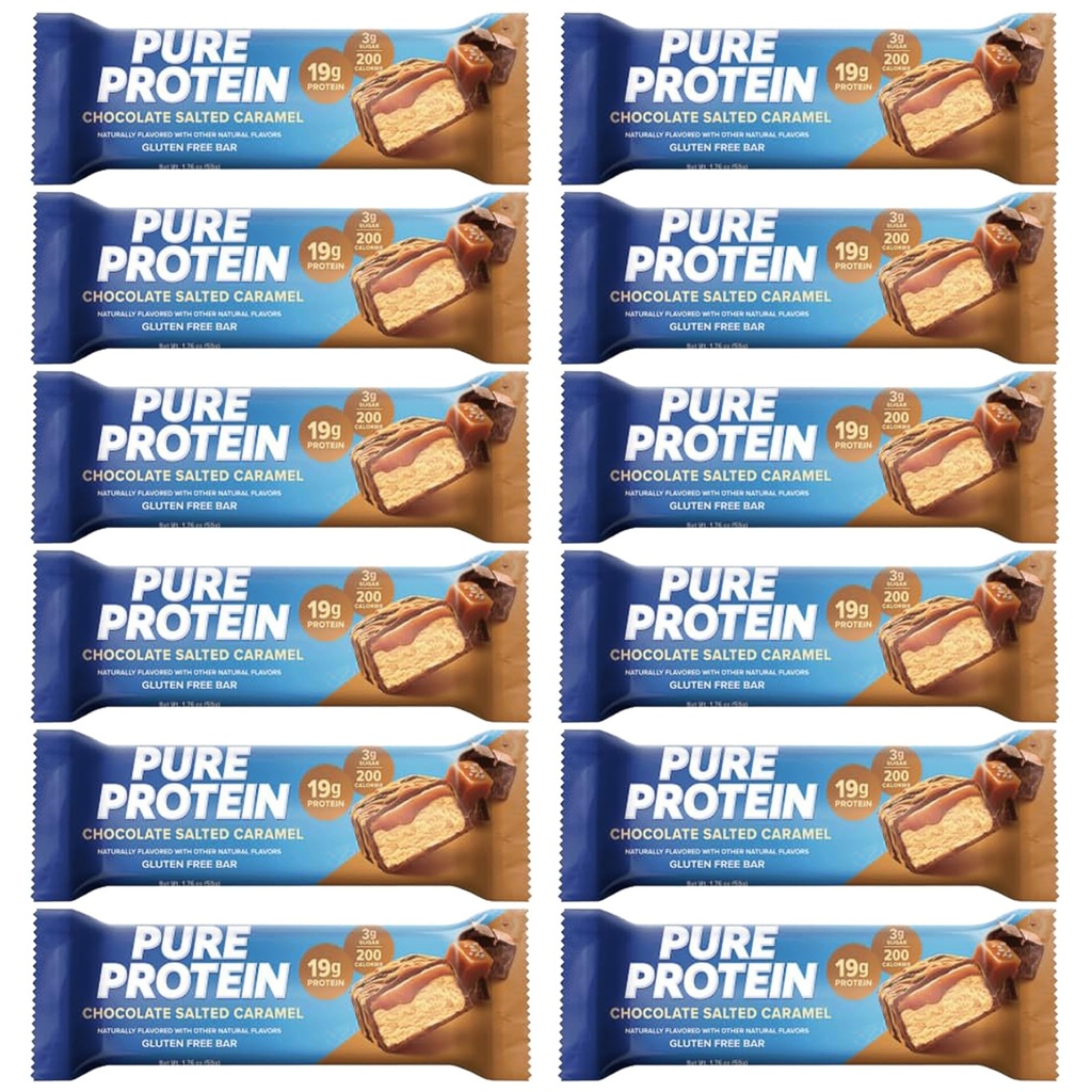 Rene proteinstænger, høj protein, næringsrige snacks til at støtte energi 1,75 oz Lavsukker, Gluten Free 12 Grev Saltet chokolade karamel