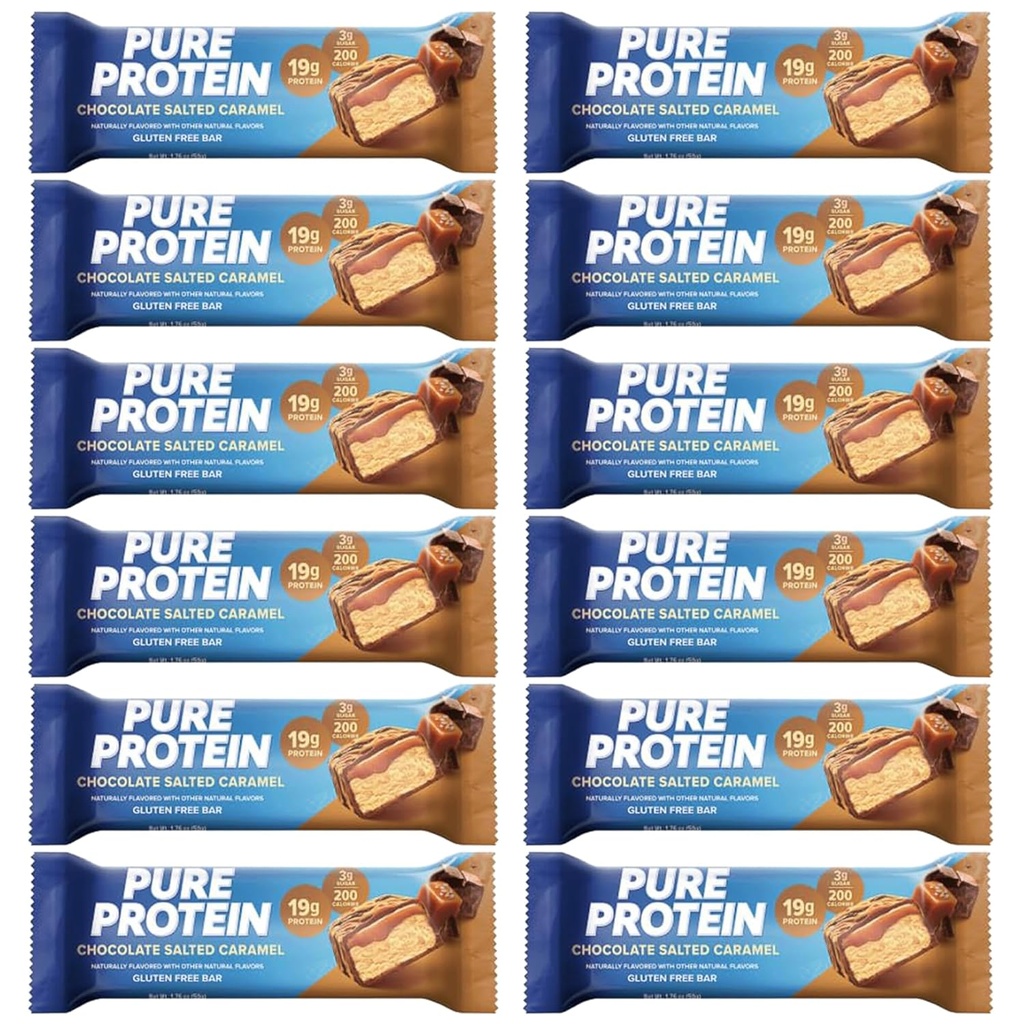 Rene proteinstænger, høj protein, næringsrige snacks til at støtte energi 1,75 oz Lavsukker, Gluten Free 12 Grev Saltet chokolade karamel