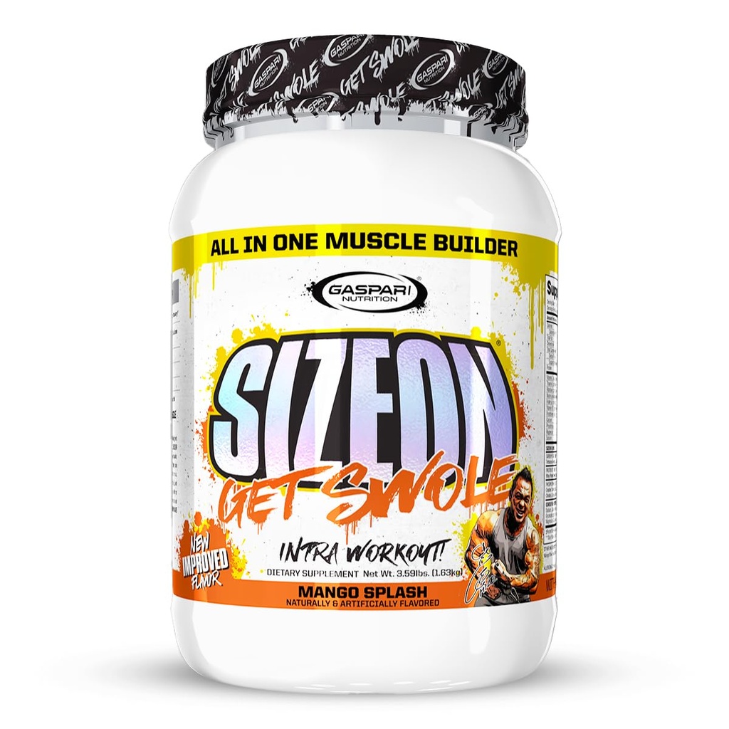 Gaspari Nutrition SizeOn, Ultimate Hybrid Intra- Workout Aminosyre & Creatin Formel, Øget muskelvolumen & Muscle Inddrivelse (3.59 Pounds, Mango Splash)