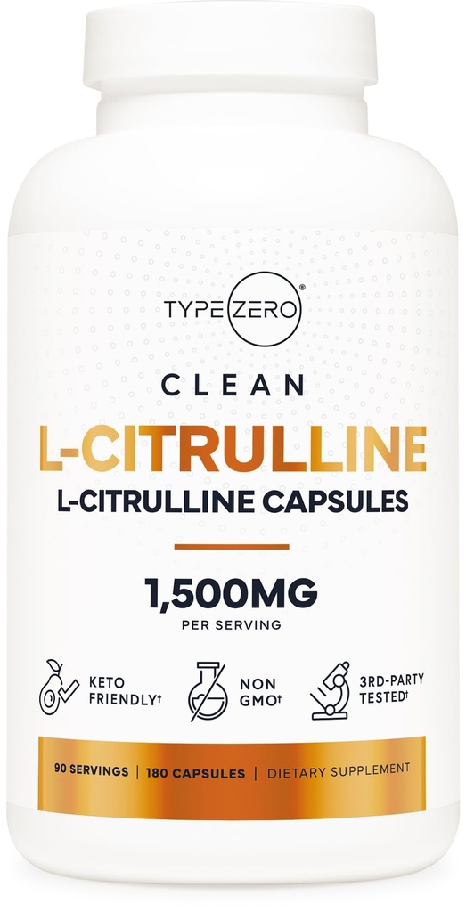 Type Zero L- Citrullin- kapsler (180 kapsler) (1500 mg pr. servering) - GMO- fri