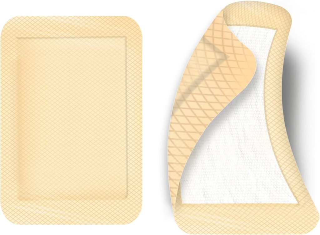 50pcs Store Adhesive Bandages 4 x 3 Tommer Elastisk Adhesive Sår Klædning Bandage Store Sår Førstehjælp Bandager, hudfarve