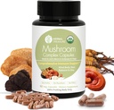 Herbal Treasure 4 i 1 Mushroom Complex supplement, Adaptogens med Lions Mane, Reishi, Chaga og Cordyceps Mushroom Blend, Organic Mushroom supplement Uddrag 90 Caps