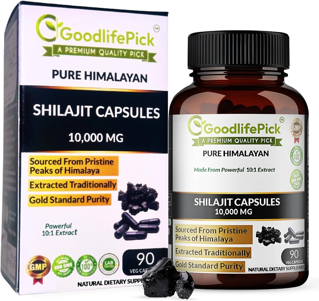 Pure Himalayan Shilajit kapsler. Maksimal styrke Natural Shilajit rig på spor Mineral & Fulvic Acid. Høj højde. Vegansk nonGMO 90ct. Traditionelt ekstraheret uden stearat uden rismel