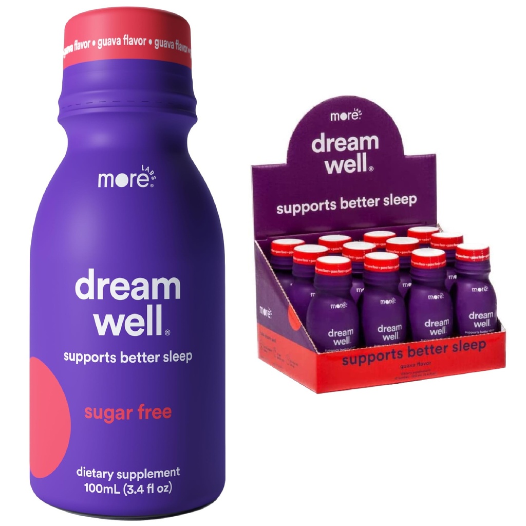 Flere Labs Dream Well, 5MG Melatonin Holistic Sleep Drink Solution, Non-Habit Danning med 5htp, Lemon Balm, Jujube Seed, Glycine (Pack of 12)