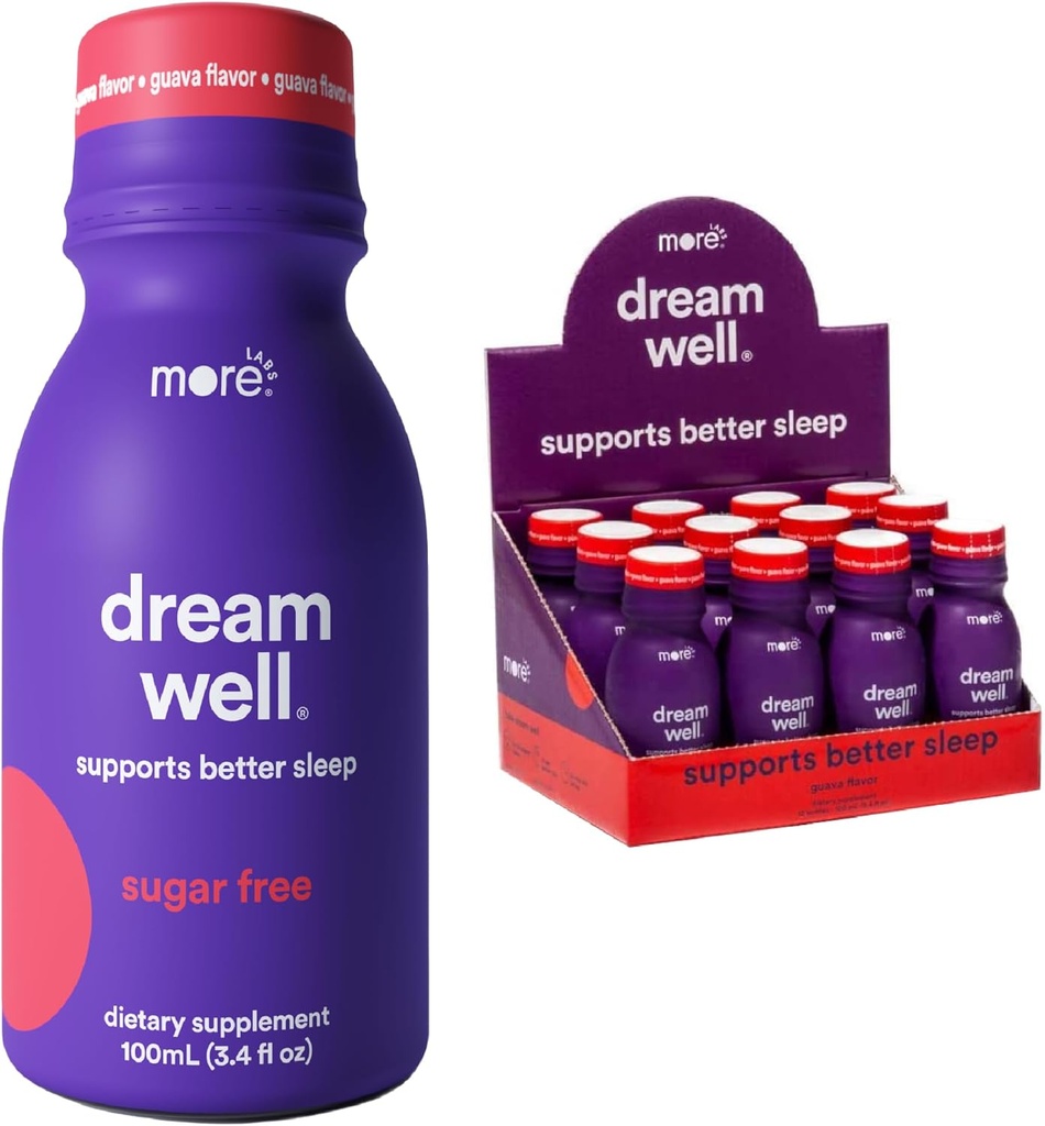 Flere Labs Dream Well, 5MG Melatonin Holistic Sleep Drink Solution, Non-Habit Danning med 5htp, Lemon Balm, Jujube Seed, Glycine (Pack of 12)