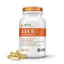 INVITA, ADK vitamintilskud (10. 000 IE) - ADK 10 Double Strength Vitamin A1, D3 & K2- MK7 - Læge Formuleret til ben, hjerte & immunforsvar - Non- GMO, Gluten Free, 90 Kapsler (3 - Måned Supply)