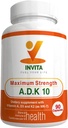 INVITA, ADK vitamintilskud (10. 000 IE) - ADK 10 Double Strength Vitamin A1, D3 & K2- MK7 - Læge Formuleret til ben, hjerte & immunforsvar - Non- GMO, Gluten Free, 90 Kapsler (3 - Måned Supply)