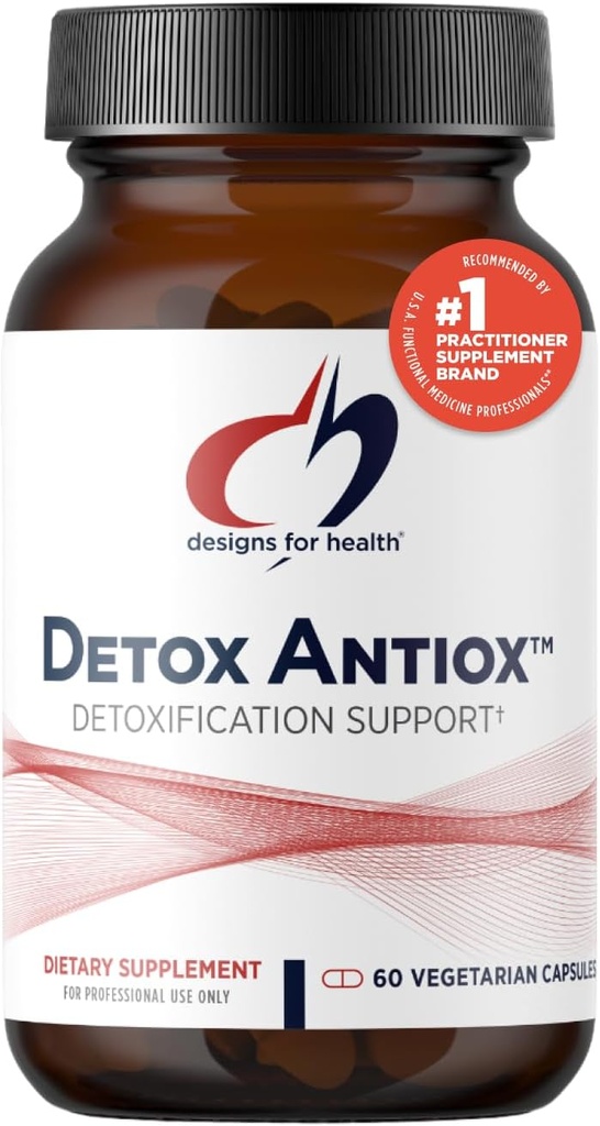 Design for sundhed Detox Antiox - Lever + afgiftning Støtte Antioxidant tillæg med gurkemeje ekstrakt (Curcumin), Grøn te, Grape frø, Vitaminer + Minerals - immunforsvar (60 kapsler)