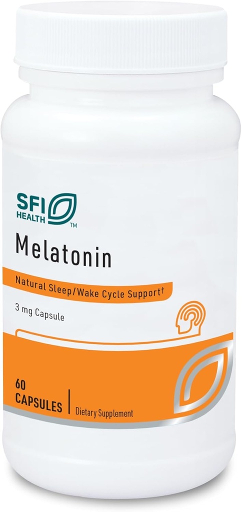 Klaire Labs SFI Health Melatonin 3 Milligrams - Sleep Support for Men & Women (60 Vegetarian Capsules)