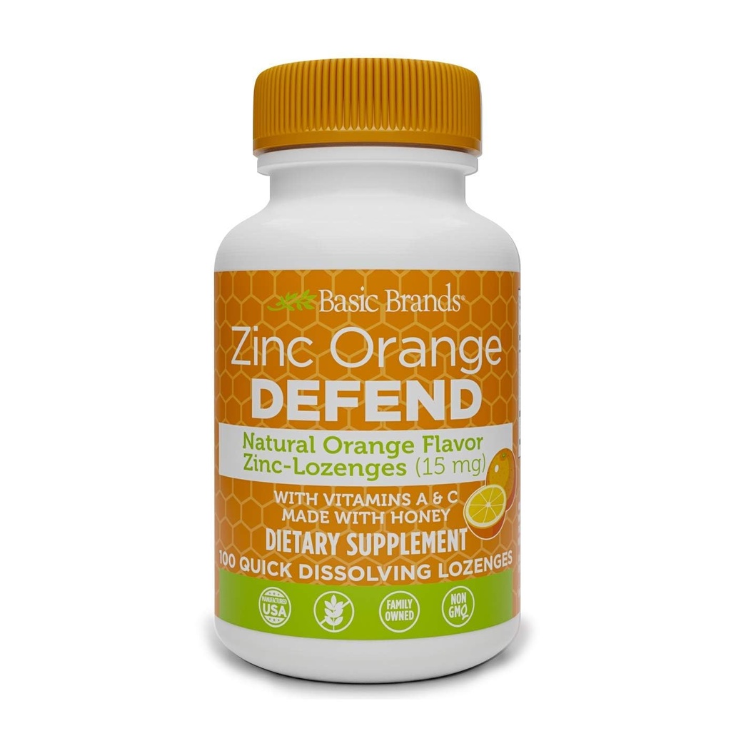 Basic Brands Zink Lozenges, 100 Greve, Orange