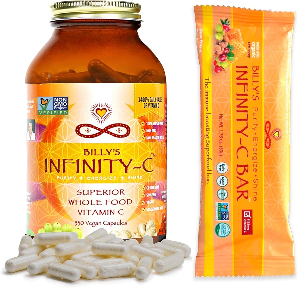 Bundle, 1 flaske C-vitamin kapsler (30 Servere), 1 Box VIT C Snack Bars (12 Pack)