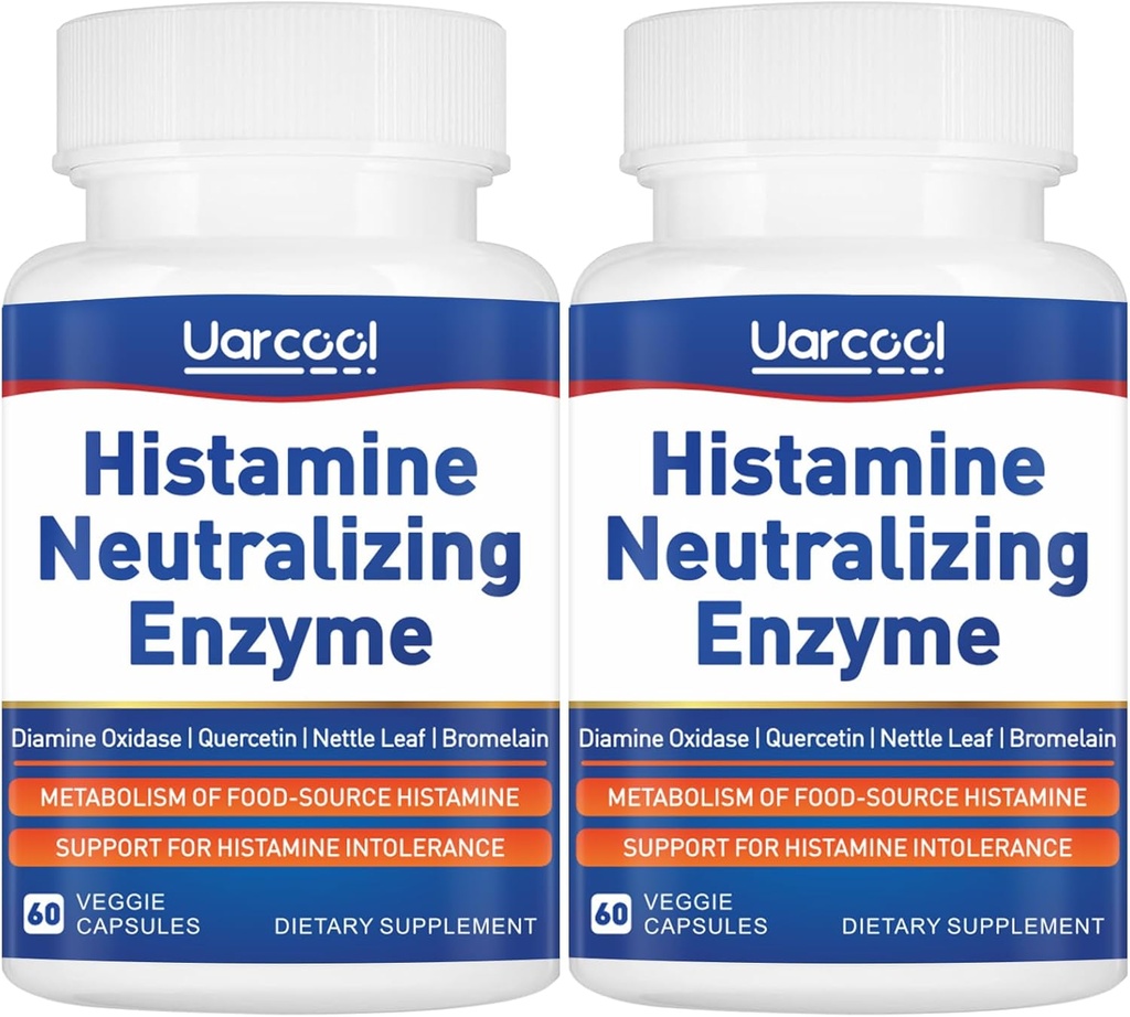 DAO Enzyme supplement Histamine Diaminoxidase supplement til Glat fordøjelse - Lavet i USA - 60 Softgels (2 flasker)