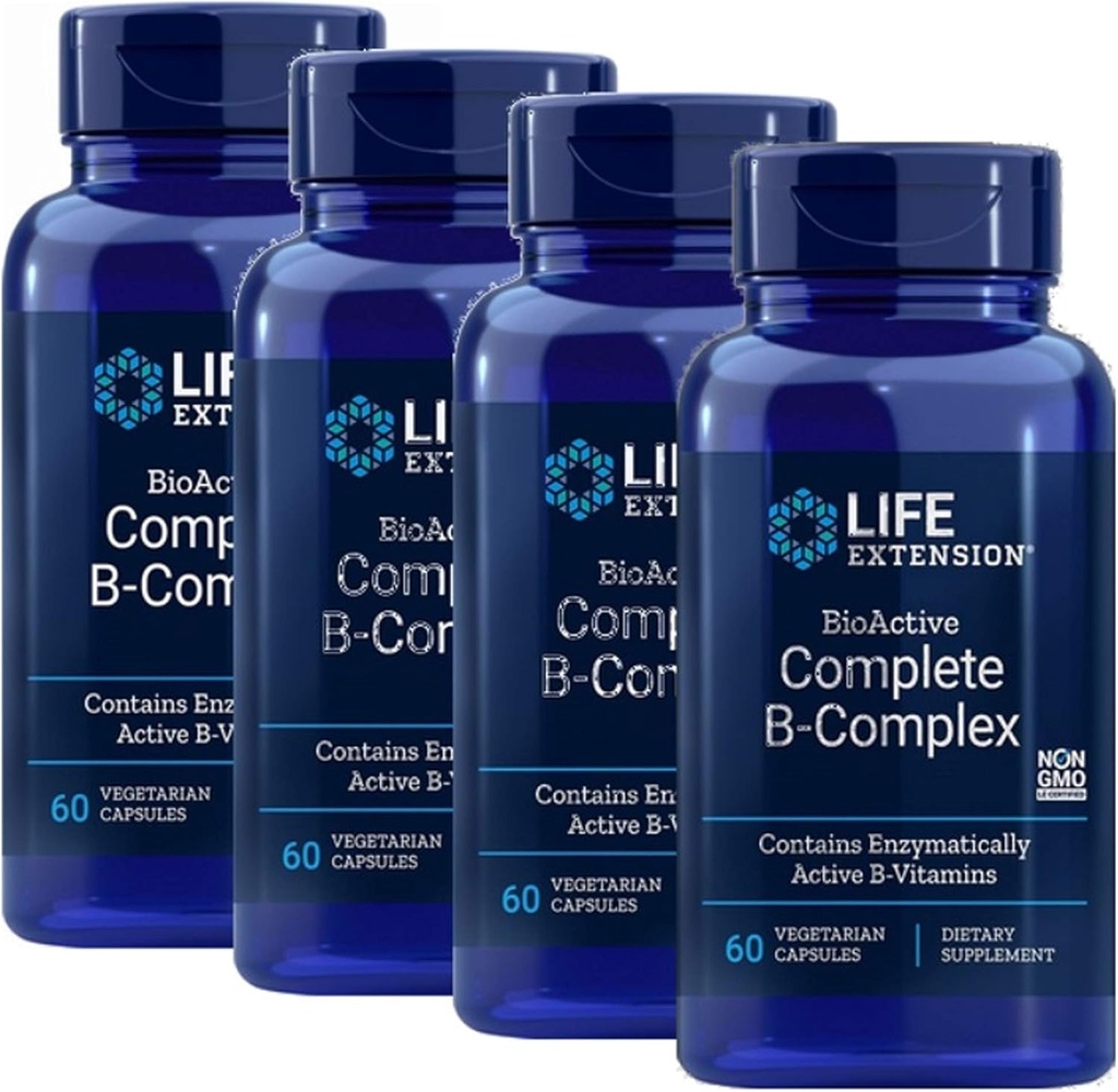 Life Extension BioActive Complex B Complex Den mest komplette B Complex Formel 60 Vegetariske kapsler 4-Pak