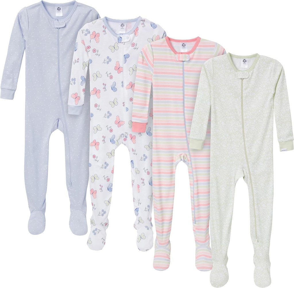 Gerber Baby Girls Baby- girls 4-pack Footed pyjamas