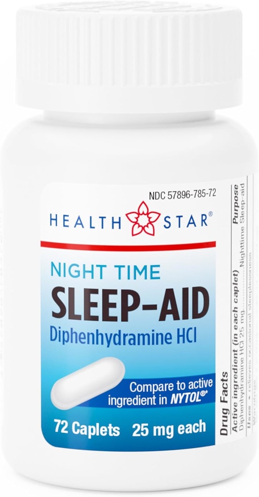 GeriCare Nighttime Diphenhydramin HCl 25 mg, Sleep- Aid Caplets, 72 Count (pakke med 1)