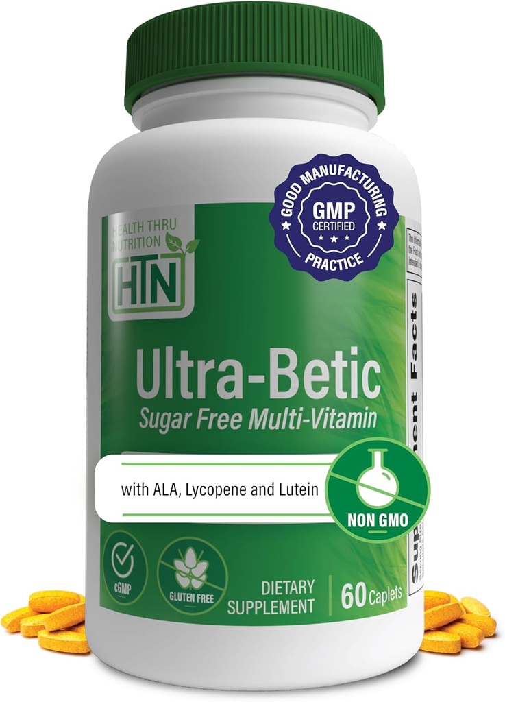 Health Thru Nutrition Ultra-Betic Multivitamin 60 Count | Supports Nerve, Vision, Energy | with ALA, Lycopene | Non-GMO, Clean Label | Third-Party Tested for Quality