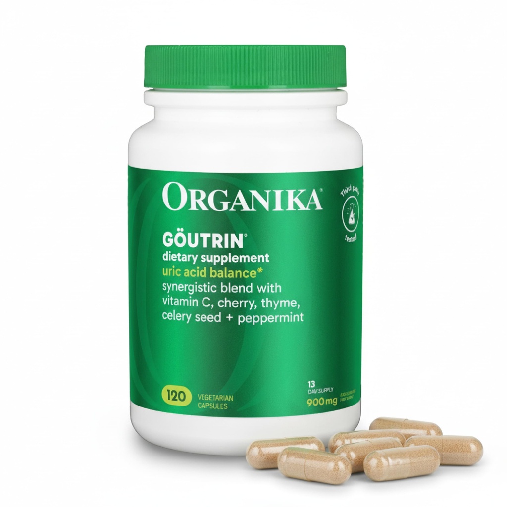 Organika Granulat Uric Acid Flush til Guut (120 Caps): Tunge Guut Support med Cherry, Thyme, Selleri frø, Pebermynte, & VIT C: Clean & Vegan Gout Kosttilskud til mænd og kvinder - Metabolisme og mobilitet