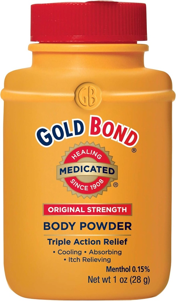 GOLD BOND Talc- Free Medicated Original Strength Body Powder Travel Størrelse, 1 Oz (4 Pack)