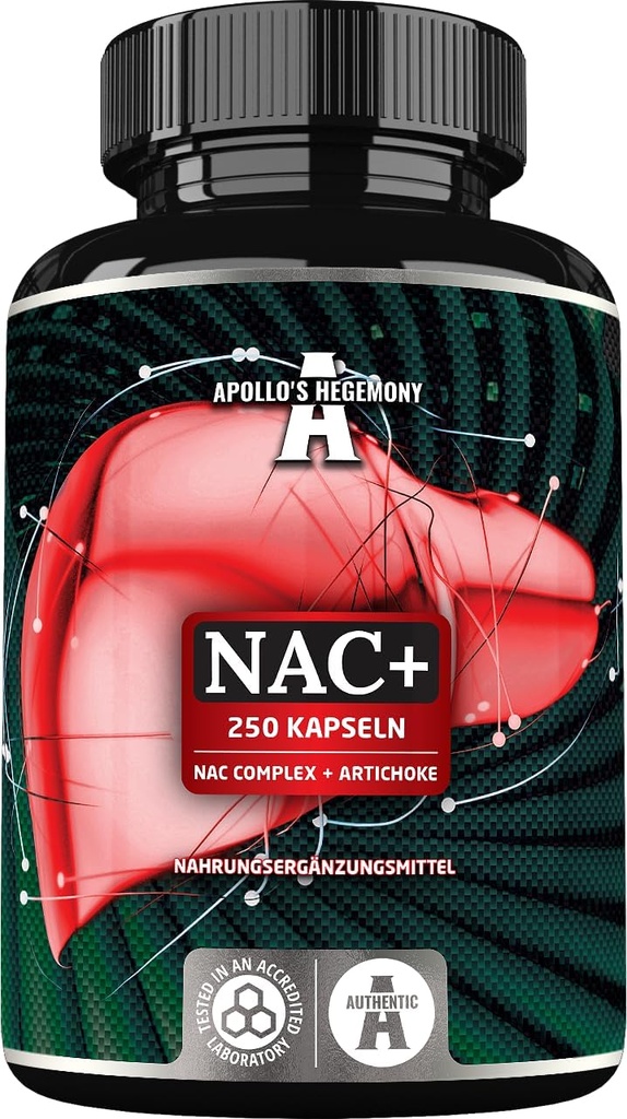 APOLLO 'S HEGEMONY NAC + 600 mg - N- Acetyl L- Cystein og Artichoke Extract, 250 Vegan kapsler, 8 Måned Supply, Amino Acid Kosttilskud til støtte lever og fordøjelsesfunktioner