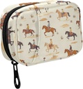 Fustylead Cartoon Cowboy Riding Horse and Cactus Pill Organizer for Purse, Weekly Portable Pill Box with Zipper to Storage Vitamins Fish Oils Medications Supplements