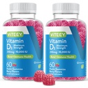 VITEEY Vitamin D3 Gummier for voksne & Teens - 10.000 IE, 250 mcg, Maksimal styrke - Joint & Muscle Health, immunboost - Chewable D-vitamin Gummies - Vegetar, Gelatine Free - Tasty Berry Flavored