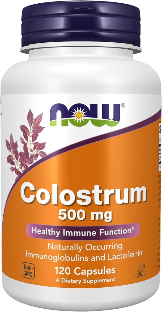 Now Foods Supplements, Colostrum 500 mg, naturligt forekommende immunoglobuliner og lactoferrin, 120 Veg kapsler