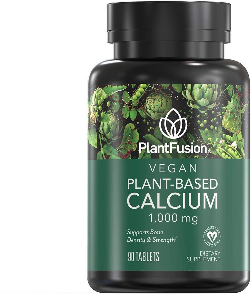PlantFusion Vegan Calcium, Premium Plant Based Calcium (1000 mg) Sourced from Islandsk Red Algae, Plus Magnesium, D3, K2 og Boron, 90 Vegan Tablets