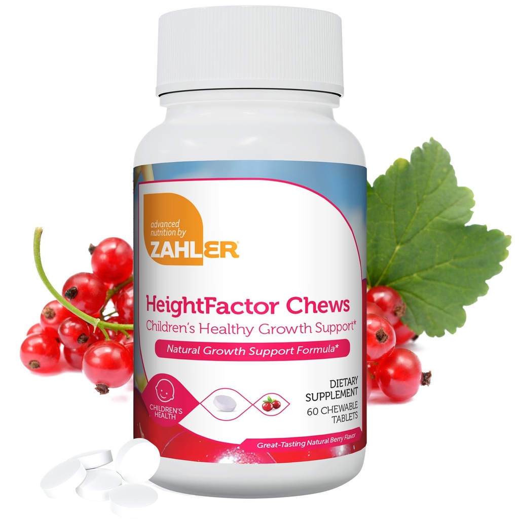Zahler HeightFactor Chewable Tablets - Natural Kids Højde Vækst Supplement til Børn Alder 4 + Læge Formuleret Højde Forøg Maximizer til Grow Taller - Natural Growth Support Formel, 60 Greve