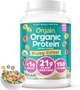 Orgain Organic Vegan Protein Powder, Fruity Cereal - 21g Plant Based Protein, 8g Prebiotic Fiber, Low Net Carb, Ingen laktoseingredienser, Ingen tilsat sukker, Non- GMO, For Shakes & Smoothies, 2.03 lb