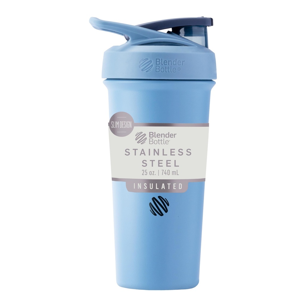 BlenderFlaske Sport Sleek Isoleret rustfrit stål Rykker Flaske med Wire Whisk, 25 -Ounce, Dusty Blue - Protein Shakes & Hydration for atleter & Fitness Entuaster, Easy Mixing, Slim Easy to Hold, Holder Dricks Cold, Lockable Lid