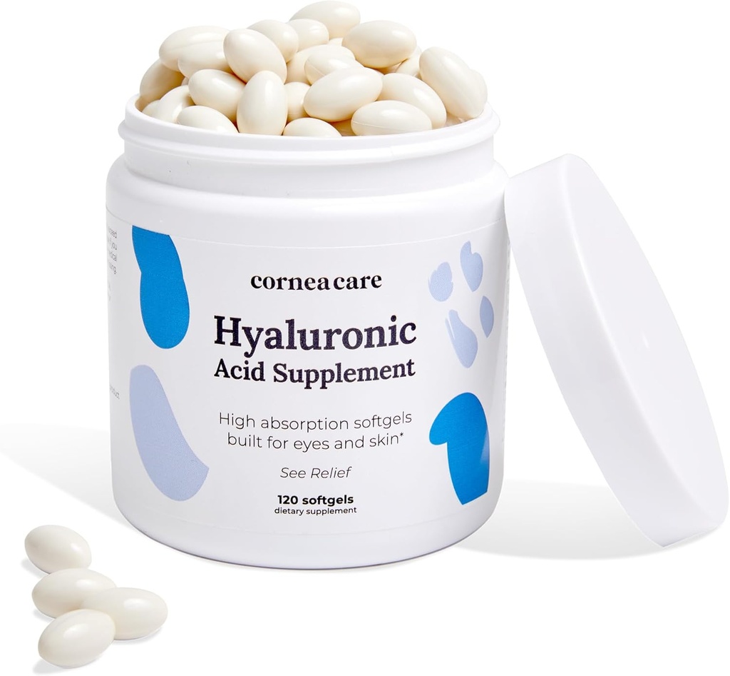 CorneaCare høj Absorption Hyaluronsyre • 124; Hyaluronsyre • Kosttilskud • 124; Hydrationstabeller • 124; Anti Agging Supplement • 124; Eye Vitaminer • 124; Eye Kosttilskud • 124; 120 Softels