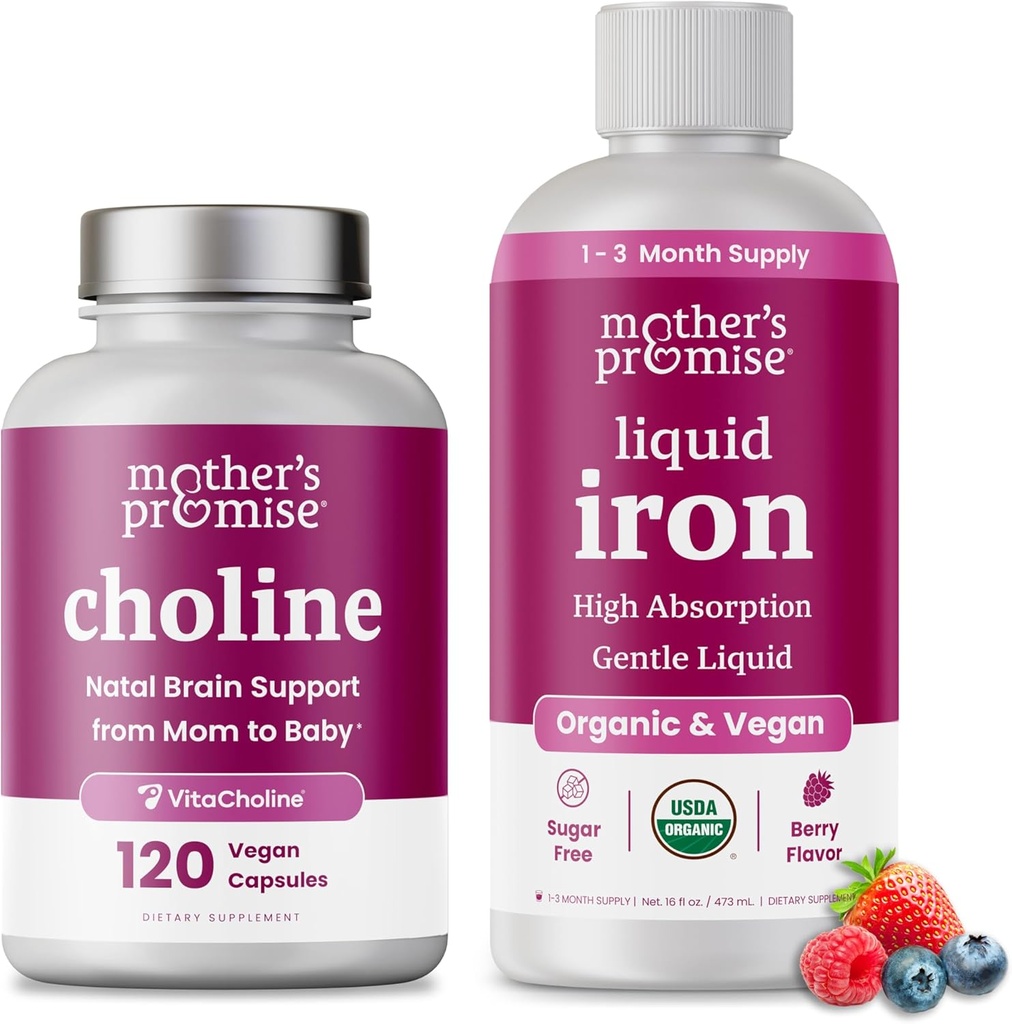 Mother's Promise Liquid Iron & Choline Capsules Bundle