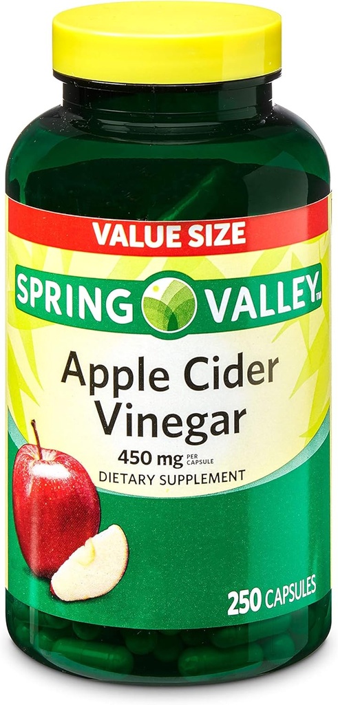 Apple Cider Vincils, 450mg, 250 Capsules Value Size, 124; Kosttilskud, 124; Gluten- Free, Sugar Free, Lactose Free