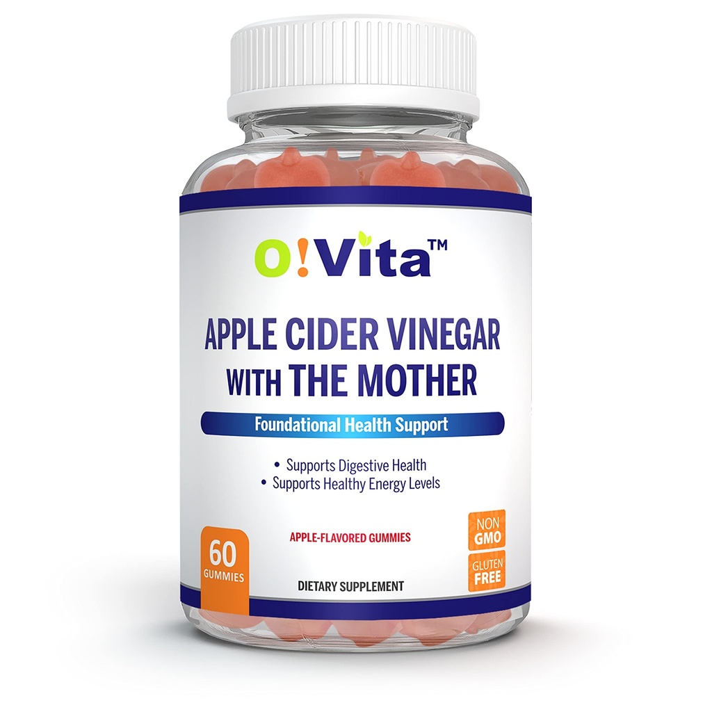 Apple Cider Vincious Gummies med The Mother, Gluten Free, Vegan, Made with Pomagranate, Beet Root, and Vitamin B12 for Energy - 60 non-GMO Apple Flavored Gummies, op til 2-måneders Tilgang