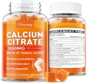 Calcium 1200 mg med D3- vitamin supplement gummies til voksne: Ultimate Absorption Calciumcitrat med D3- vitamin K2, gurkemeje ekstrakt, MSM til kvinder Mænd